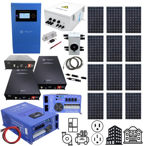 (image for) Aims Power, PCTUNGSTEN, Solar 6650 Watt, Inverter Charger 12000 Watt & 21.2 kWh 48V Lithium Battery | Premium Complete Solar Power Kit for Large Off-Grid Applications & Unstable Power